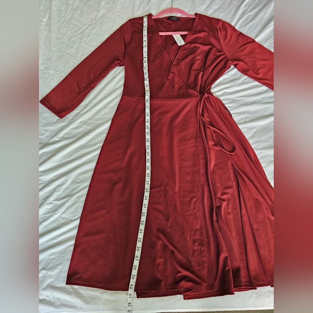 Classy Raspberry Red Wrap Dress - Picture 5 of 10